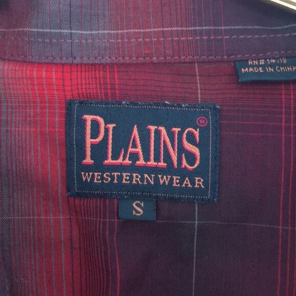 PLAINS Westernwear men's button down shirt red SIZE SMALL - Picture 6 of 12